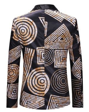 Veste slim imprimé africain – Noir