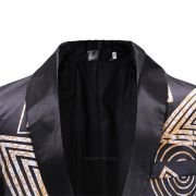 Veste slim imprimé africain – Noir