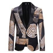 Veste slim imprimé africain - Noir